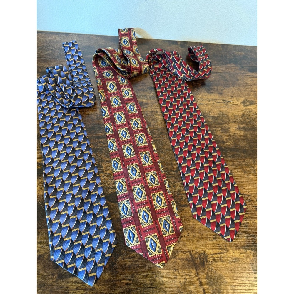 BUNDLE 3 - ROBERT TALBOTT Studio Men's 100% Silk Tie Geometric Multicolor  4''